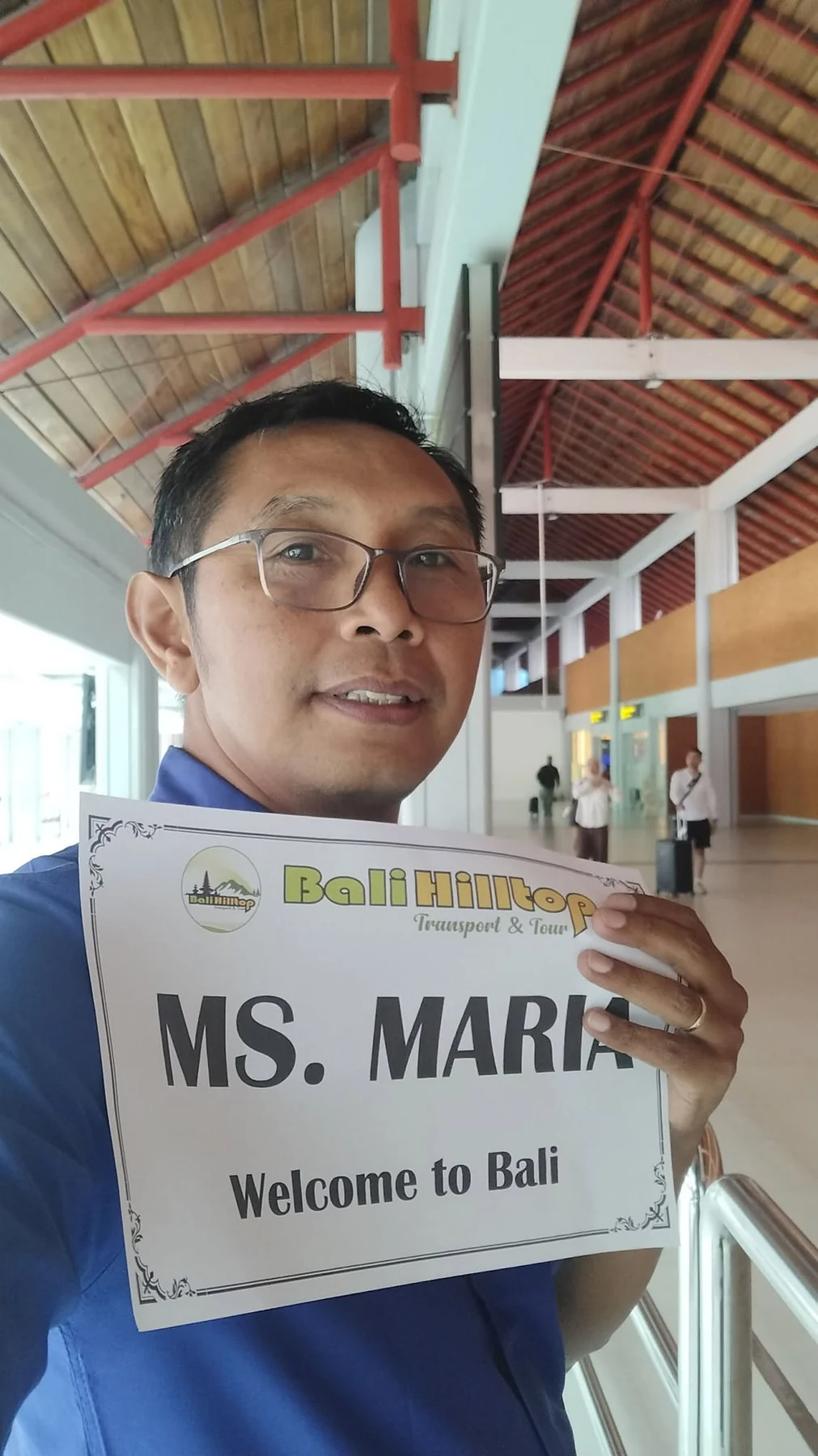 Bali Hilltop welcoming a guest at the airport