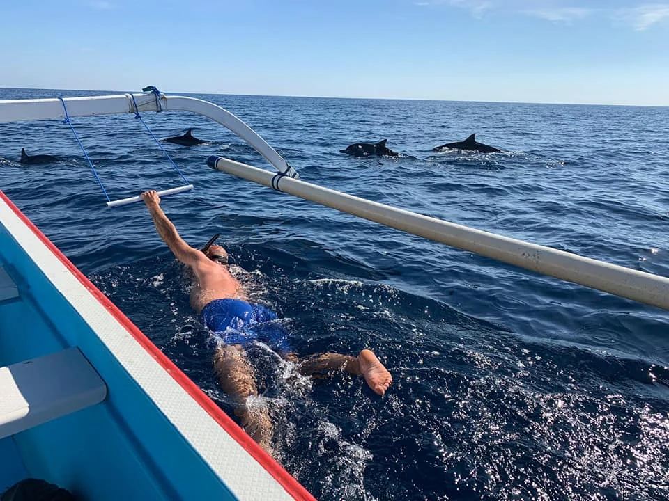 Swimming activity from a Lovina dolphin boat